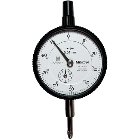 Mitutoyo 2046A, Dial Indicator, 0.01 Grad Resolution with Smooth Plunger Action, Accurate Measurement Feedback, Durable Construction, Repeatable Performance for Professional Inspection Applications | Smooth Plunger Action, Accurate Measurement Feedback, Durable Construction, Repeatable Performance