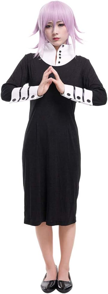 miccostumes Women's Costume Anime Witch Cosplay Black Knee-High Dress With White Collar And Cuffs