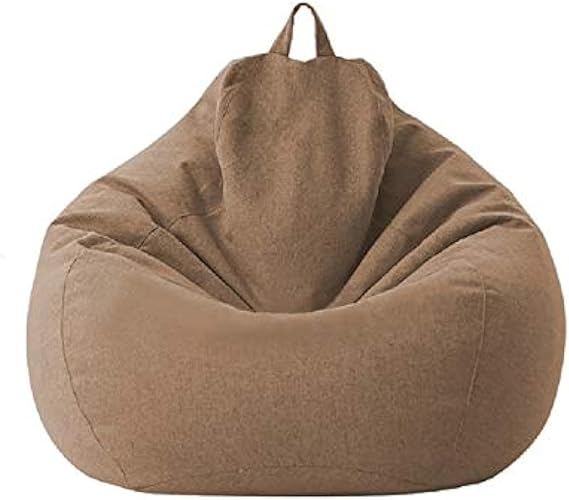 Large Small Lazy Sofas Cover Chairs Without Filler Linen Cloth Lounger Seat Bean Bag Pouf Puff Couch Tatami Living Room Beanbags (BROWEN, 70x80cm)