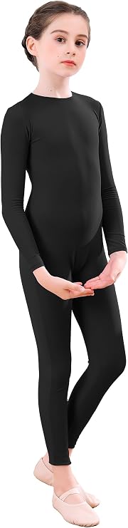 Girls' Full Body Long Sleeve Unitard One Piece Gymnastics Dance Bodysuits for Kids