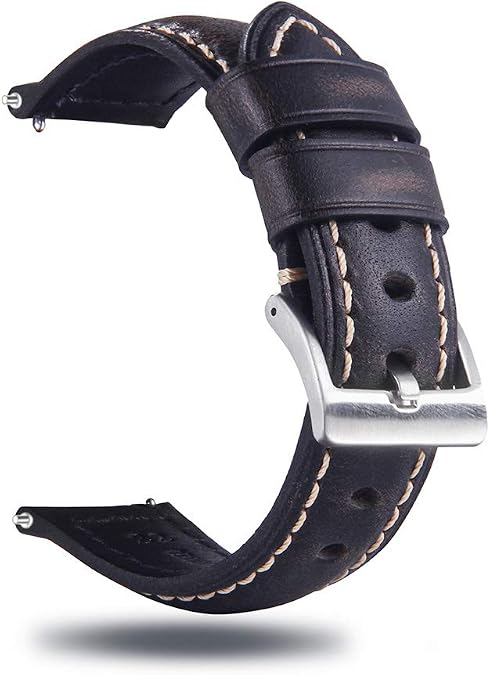 Quick Release Retro Leather Watch Band,Vintage Pull-up Leather Watch Strap