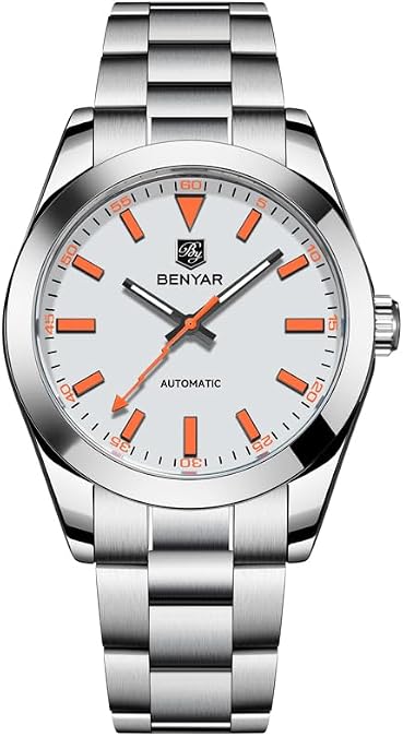 BENYAR Men's Automatic Watch, 40mm Stainless Steel Waterproof Wristwatch with Luminous Hands, Classic Business Chronograph, Men's Gift
