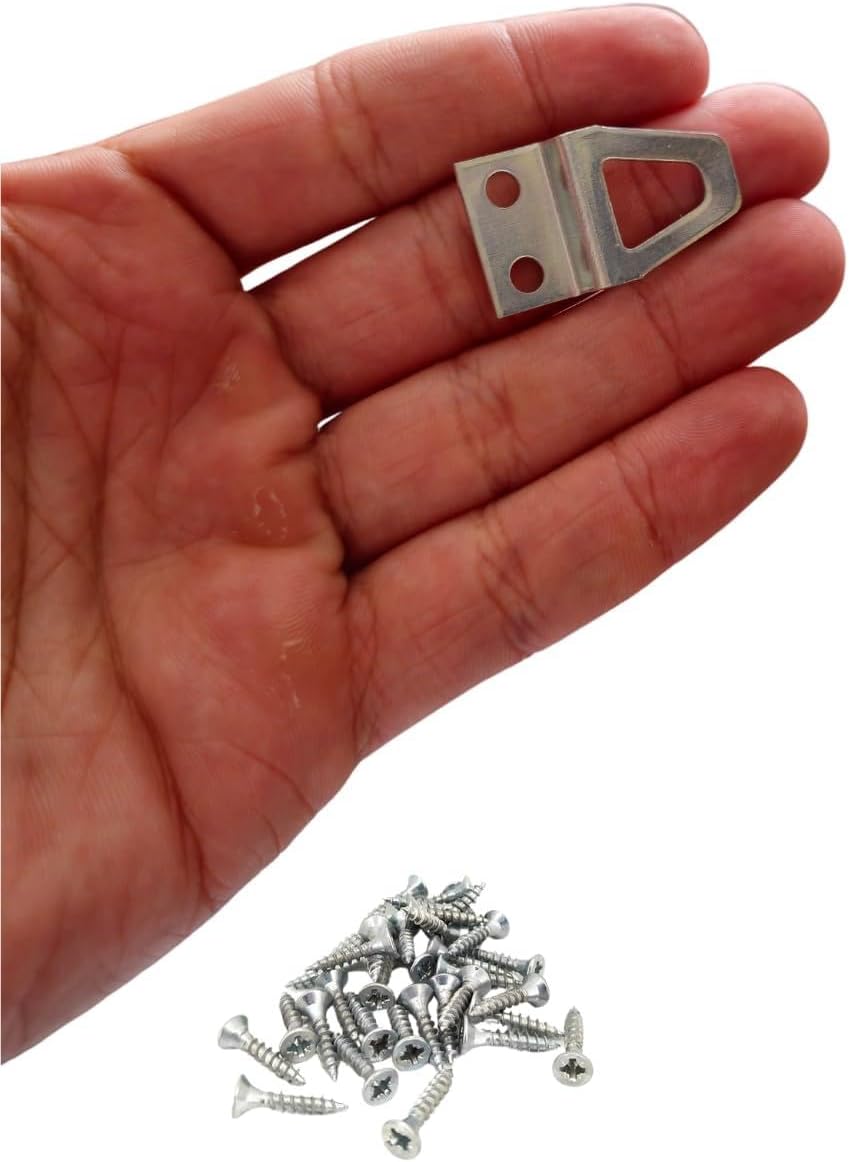 Tablo ve Resim Çerçevesi için Askı Kancası, Kıvrık Eğik Metal, Montaj Vidaları Dahil 10