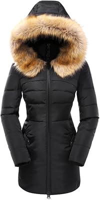 Beinia Valuker Womens Hooded Thickened Long Down Jacket Winter Down Parka Puffer Jacket