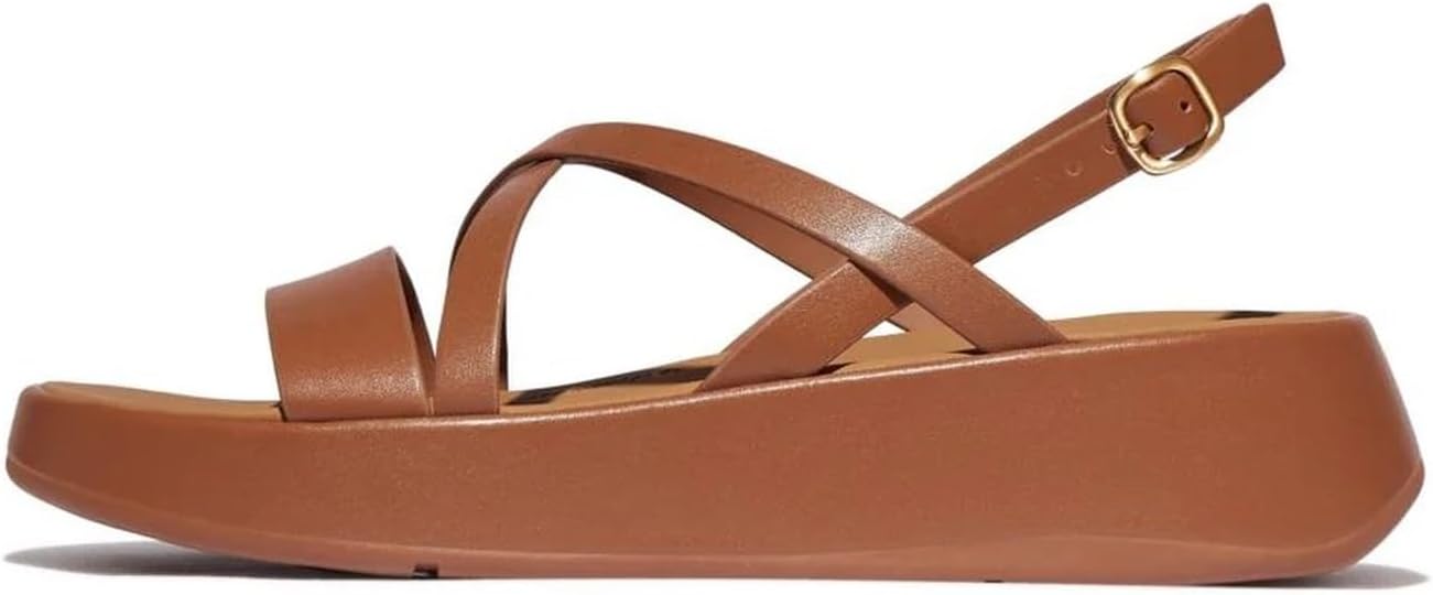 FitFlop F-Mode All Black Leather Flatform Strappy Back-Strap Sandals