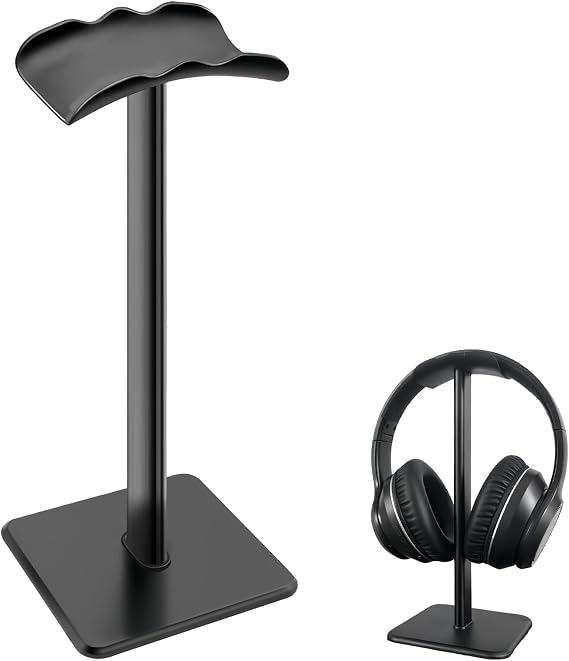 Headset Universal Desk Hook, Sturdy Metal Stand with Non-Slip Silicone, Detachable Headset Holder, Aluminum Gaming Earphone Stand with ABS Solid Base