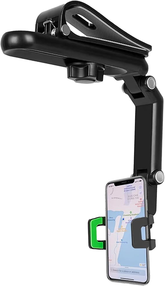 Pleoos Sun Visor Car Phone Holder, 360 Rearview Phone Holder for Car Sun Visor, Retractable Car Phone Mount Compatible with iPhoneAndroidSamsung
