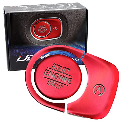 iJDMTOY 3pc Set Red Aluminum Keyless Engine Push Start Button & Surrounding Decoration Ring Compatible with Mercedes W167 GLE-Class, X167 GLS-Class, W463 G-Class
