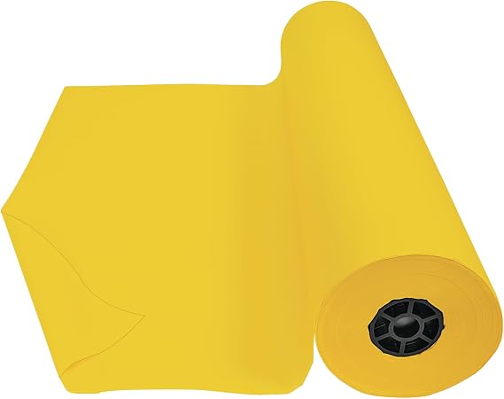 Colorations Dual Surface Paper Roll Classroom Supplies for Arts and Crafts Yellow (36" x 1000') (Item # DSYE) | Textured Paper, Classroom Arts & Crafts Supplies, Bulletin Board, Gift Wrapping, Chalkboard Wallpaper