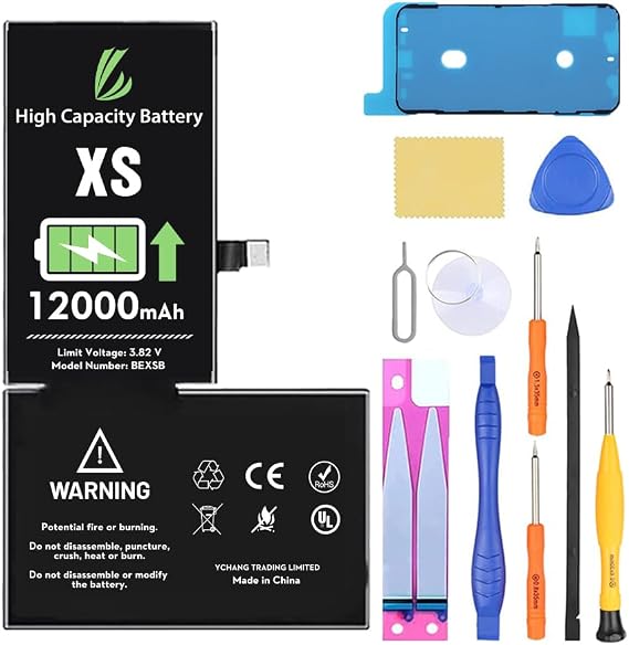 LL TRADER Battery for iPhone Xs, 12000 mAh High Capacity Replacement Battery for iPhone Xs, (A1920A2097A2098A2099A2100) with Full Set Repair Tool Kit 2025 New