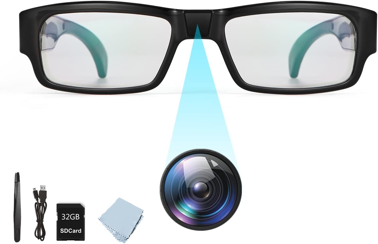 K-1wsid Camera Glasses Video Glasses HD 1080P Eyewear Spy Camera Video Recording Camera Photo Video Camcorder for Meeting, Travel, SportsIncluded 32G TF Card
