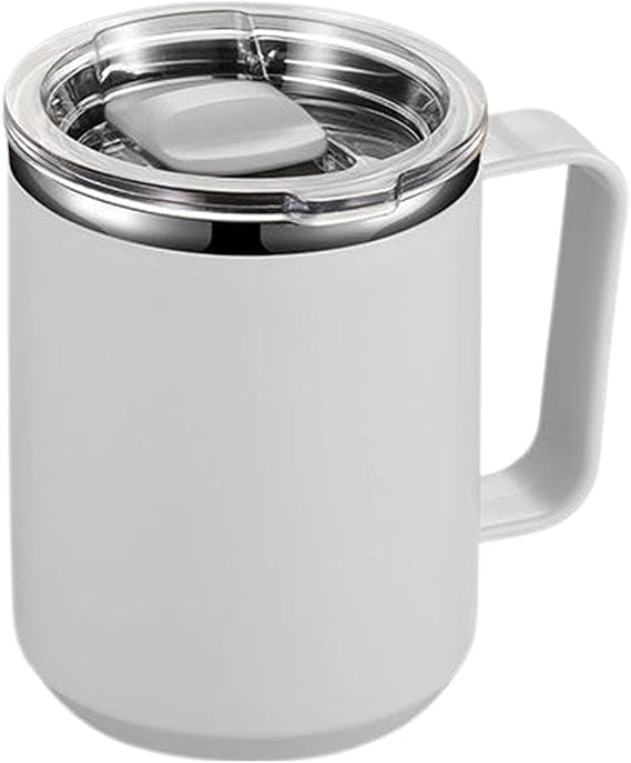 Insulated Coffee Cup | 450ml Double Wall Drinking Coffee Mug - Metal Camping Cups with Lid and Handle, Modern Insulated Cups, Water Cup for Hot and Cold Drinks