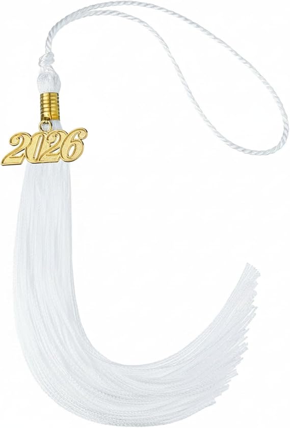 TecUnite 2026 Graduation Tassel with Year Charm, White
