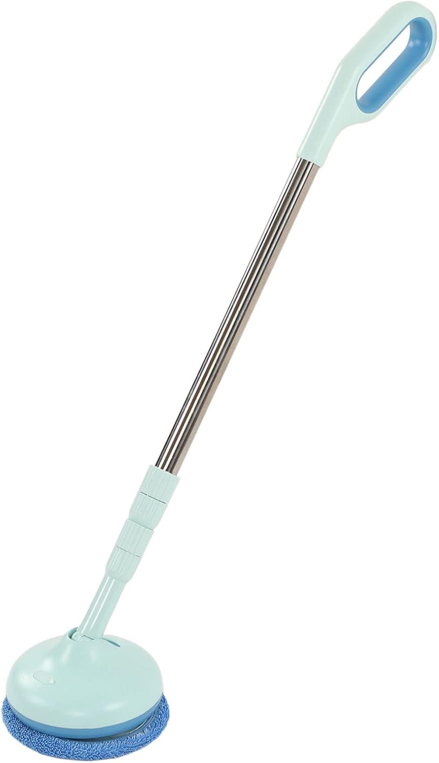 Cordless Electric Spin Scrubber, Rotatable Retractable Shaft Portable Electric Window Cleaner Mutifuctional 8.5W 5V 2A USB Charging High Efficient Electric Window Washing Brush for Window CarBlue