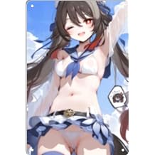 DKLOWK Cute Anime Girl Hot Metal Poster Sexy Bikini Tin Sign Wall Art Decor Plaque for Home Bar Club Bedroom Bathroom Man Cave Otaku 8x12 inch, White