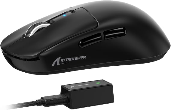 ATTACK SHARK R6 39g SUPERLIGHT Gaming Mouse, PixArt PAW3950MAX Gaming Sensor, Wireless 8K Mouse, MCU Nodic 52840, BT/2.4G/Wired Gaming Mouse, Adjustable DPI 42000, for Win11/Xbox/PS/Mac -Black