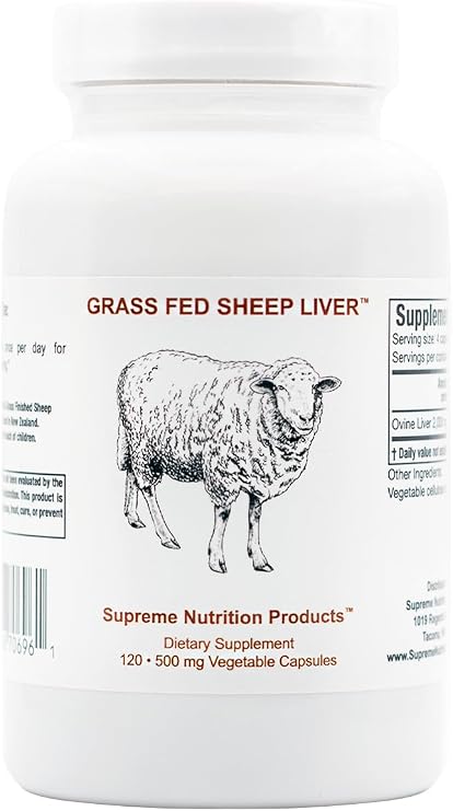 Supreme Nutrition Grass Fed Sheep Liver, 120 Pure Ovine Liver Capsules