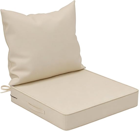 COZEER Outdoor Chair Cushions 24x24 Inch, Waterproof Fade Resistant, White