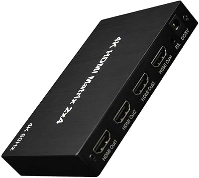 axGear 2X4 HDMI 3D True Matrix Switch Splitter 2 in Source 4 Out Display WRemote 4K