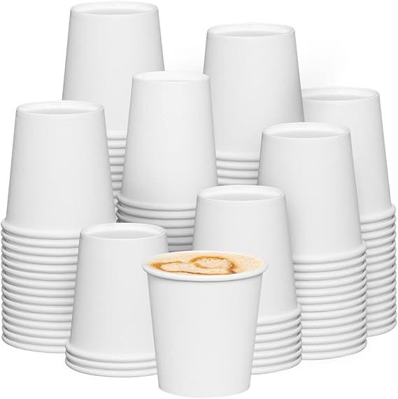 GUSTO 6 oz White Paper Cups [300 Count] Small Disposable Cups for Espresso, Tea, Samples & Mouthwash, Sturdy Hot & Cold Drinkware for Home, Office & Events (Formerly Comfy Package)