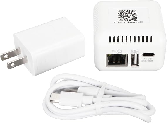 USB 2.0 Network Print Server, LAN Print Share Server for USB Printers Computer Print Server Adapter for or Later, for Android, for iOS (US Plug)