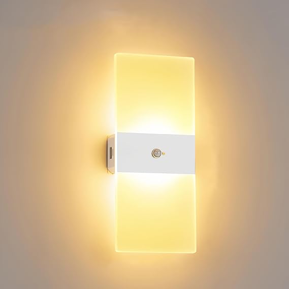 Motion Sensor Light Wall Sconce with Magnetic Design Body Sensing Warm Lights LED Acrylic Rechargeable 3W 2200mAh for Indoor Bedside Living Room Kitchen Hallway