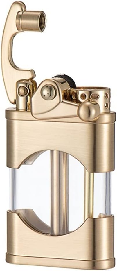 Sold without Lighter Fluid Transparent Tank Brass Rocker Lighter,Vintage Kerosene Lighter, Classical Design, Gift