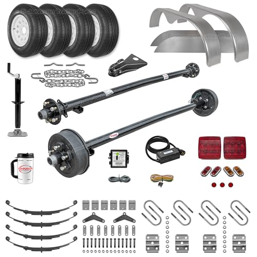 Rockwell American Trailer Parts Kit Tandem 3,500 lb Electric Brake & Idler Axle 5 on 4.5 Bolt Pattern Trailer Build Kit 95 Hub Face  80 Spring Center 7,000 lb Capacity