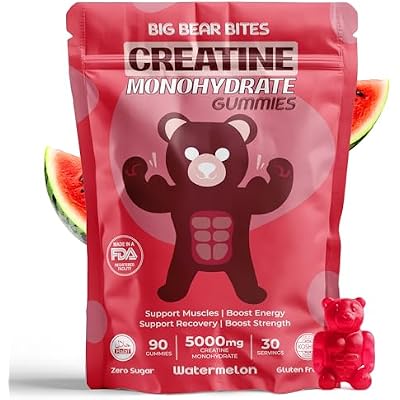 Creatine Monohydrate Gummies for Men & Women | 5000mg of Creatine Gummies per Serving | Sugar, Gluten Free & Halal | Pack of 90 for Pre Workout & Muscle Recovery | Watermelon Flavor