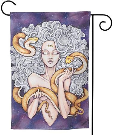 YISONG Purple Medusa Charm Myth Themed Welcome Party Outdoor Outside Decorations Ornament Picks Home House Garden Yard Decor Double Sided 12.5 X 18 Small Flag 28 X 40 Jumbo Large