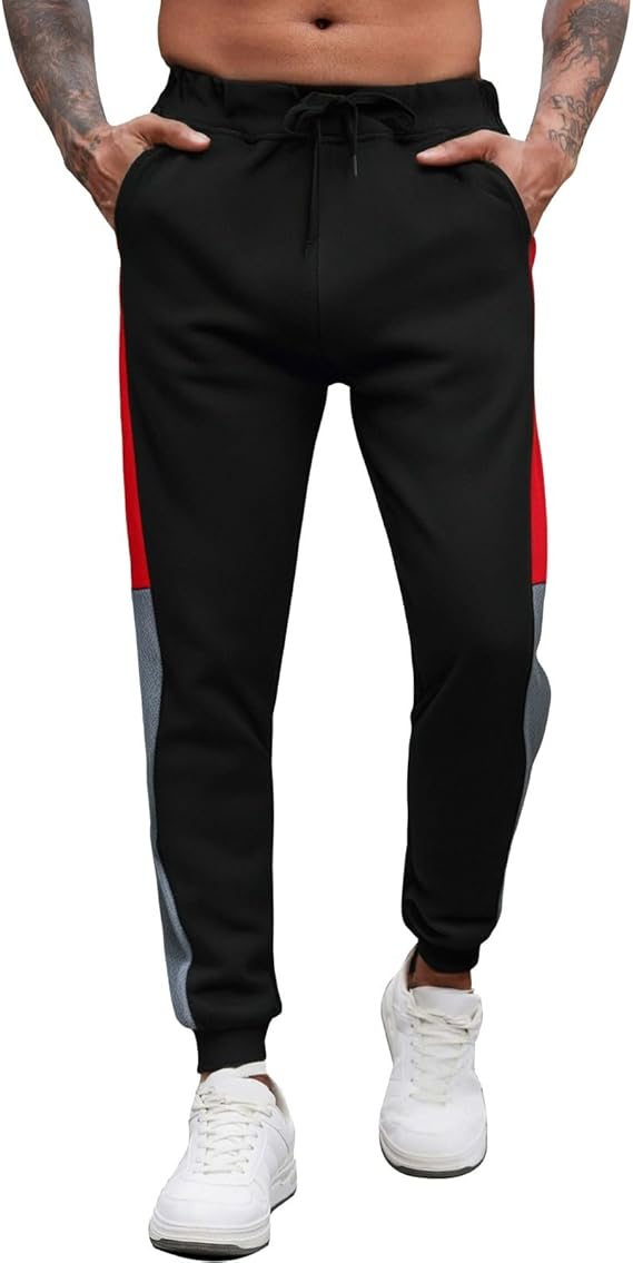 BFAFEN Joggers for Men Mens Sweatpants Drawstring Elastic Waist Sweat Pants Tapered Track Pants with Pockets Gym Run Workout