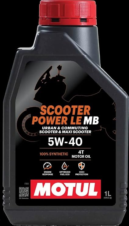 Motul 11172031 SCOOTER POWER LE 5W40 100% Synthetic Motorcycle Oil 3.3 fl oz 1 L Genuine
