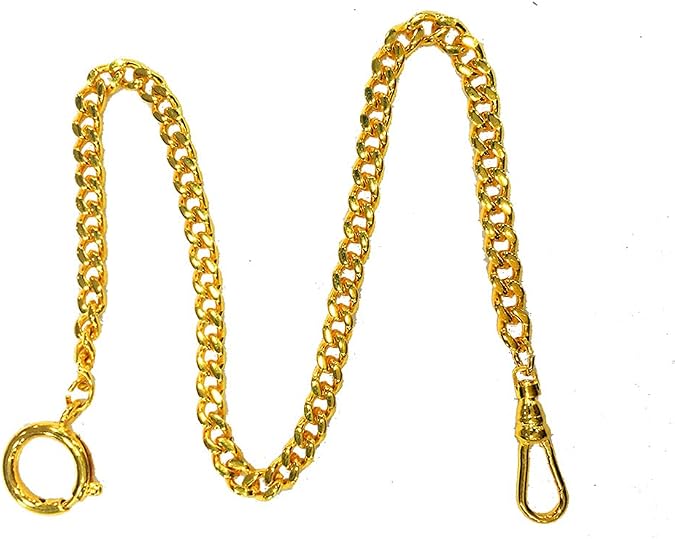 OGLE Pure Copper Plating Genuine Gold Pocket Watch Chain Belt, Pants Chain,Wallet Pocket Chain with Keyring for Pants Belt Jeans Wallets