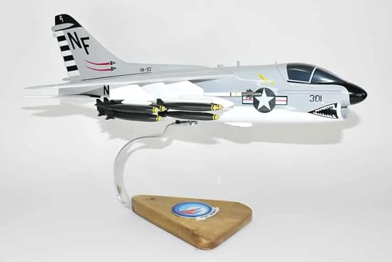 VA-93 Ravens A-7E (USS Midway 1981) Corsair II Model, LTV, 1/31 Mahogany Scale Model