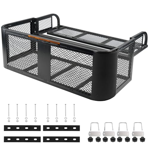ORCISH Heavy Duty ATV Rear Drop Cargo Basket, 14 W x 41 L x 12.5 H Steel Mesh Rack with Mounting Kit, Universal ATVUTV Storage Basket for Gear, Camping, Hunting, and Outdoor Use