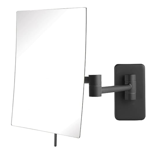 JERDON Wall-Mounted Makeup Mirror - 5X Magnification - Black - JRT695BK