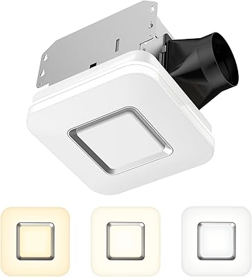 OREiN 2 in 1 Bathroom Exhaust Fan with LED Light, 100 CFM 1.5 Sones Ultra-Quiet Ventilation, 1500LM 3CCT 3000K4000K5000K  2200K Night Light, ETL & FCC Certified, Fits Ceiling Cutout 8.11 7.48