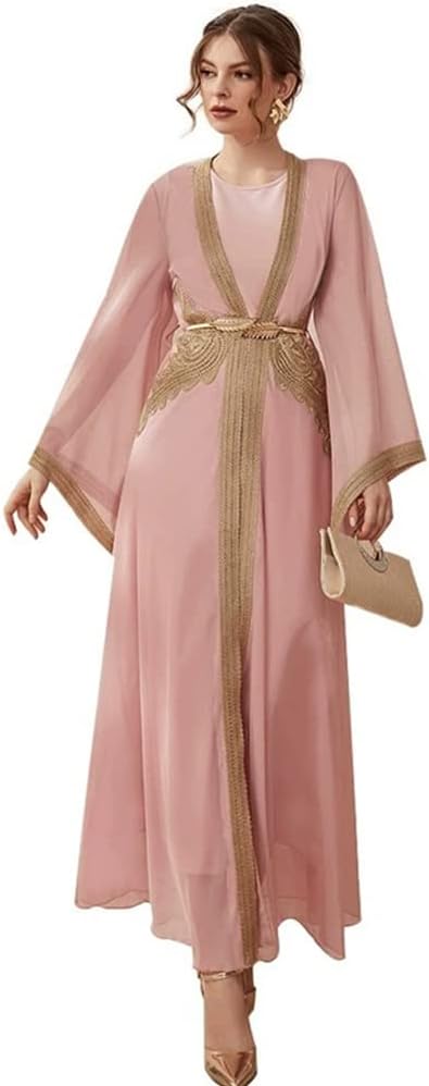 PolyJolly Embroidery Jalabiya Chiffon Abaya Dress for Women Dubai Sadui Muslim Eid Clothes