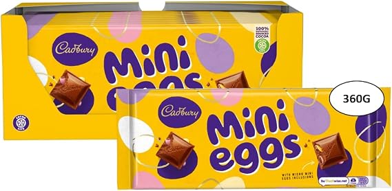 Cadbury Mini Eggs Chocolate Bar 360g (Bulk Box 14 x 360g Bars), OFFICIAL. Easter, Egg Hunt, Sharing Chocolate Bar