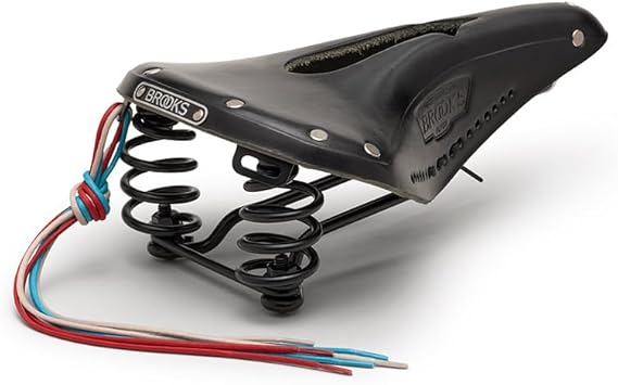 Brooks England Flyer Carved, Touring Leather Handmade Bike Saddle with Suspension Springs, Black, One Size | bike-saddles-and-seats