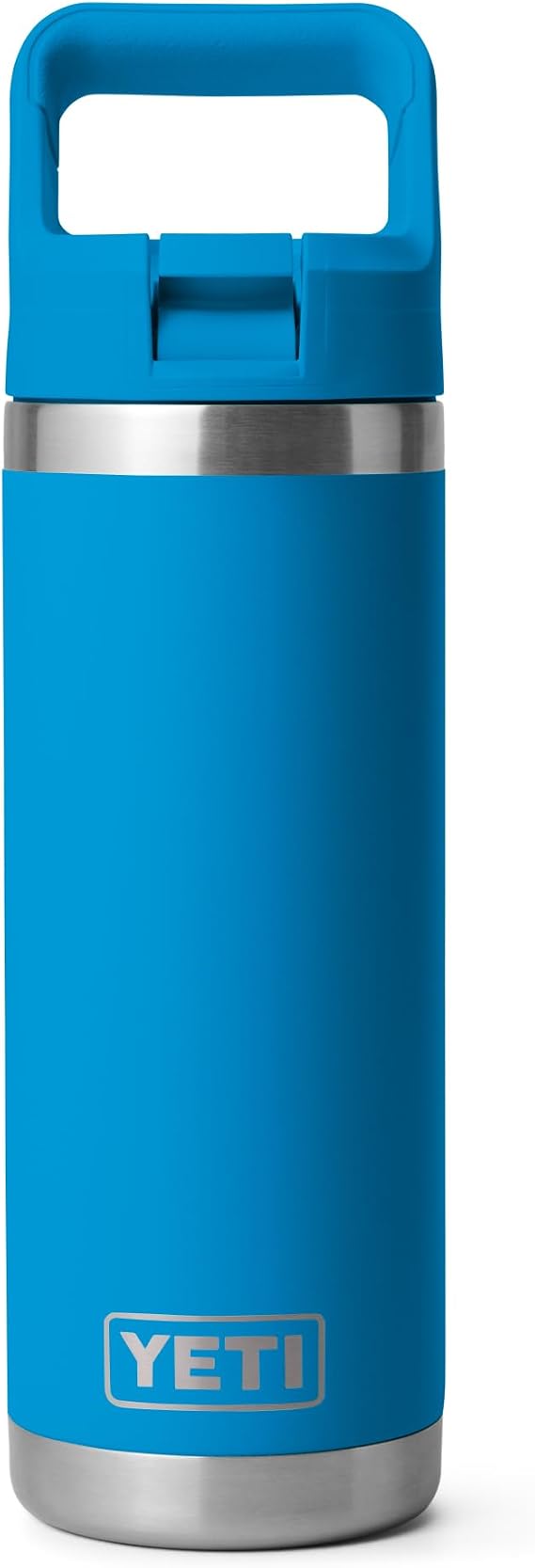 YETI Rambler 18 oz Bottle, Vacuum Insulated, Stainless Steel with Color Matching Straw Cap, Big Wave Blue