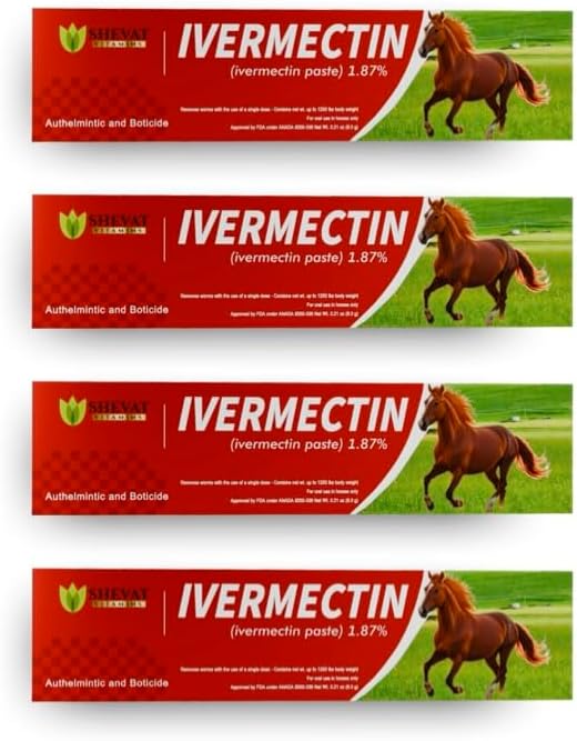 Ivermectin Horse Paste 1.87% Apple Flavored 6.08g Tube for Horses Up to 1250 lb - 4 Pack