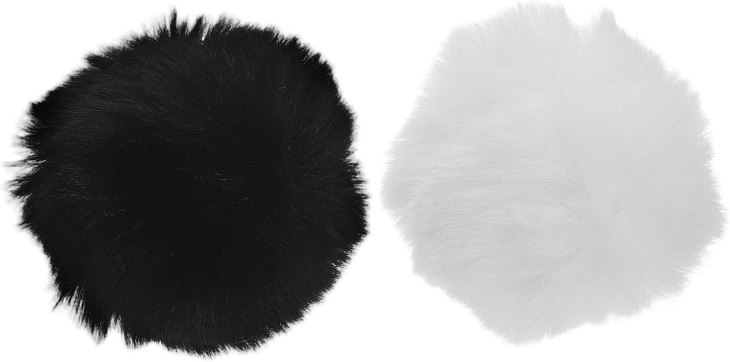 Holibanna Pack of 2 Rabbit Tail Plush Ball 4 Inch Fluffy Rabbit Pompom Costume Prop for Carnival Halloween Cosplay and Gothic Parties