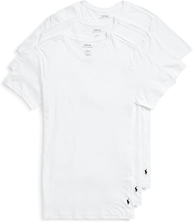 Polo Ralph Lauren Men's T-Shirt Pack, 3-Pack, Cotton Men's Clothing Crewneck Undershirt, Slim Fit Short-Sleeve Tees