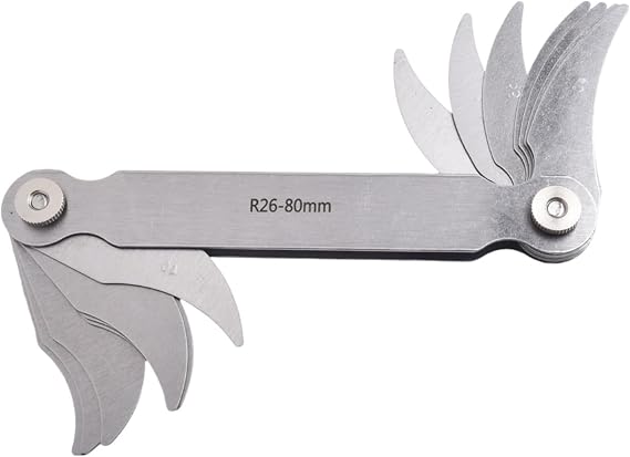 Radius gauge and Plate fillet gauge measuring tool set for radius measurement with radius template to radius accuracy in production (26-80)