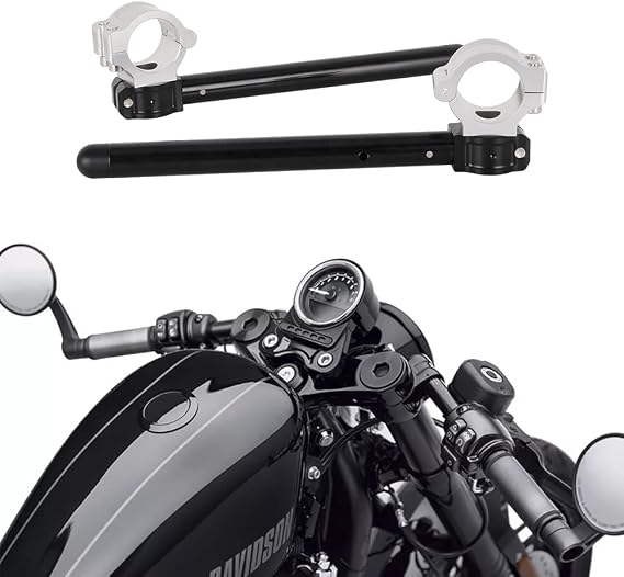 AnXin Motorcycle Clip On 7/8" Handlebars 47mm Fork Tube Handle Bar CNC Universal For Most Cafe Racer Motorcycle Street Sport Bike