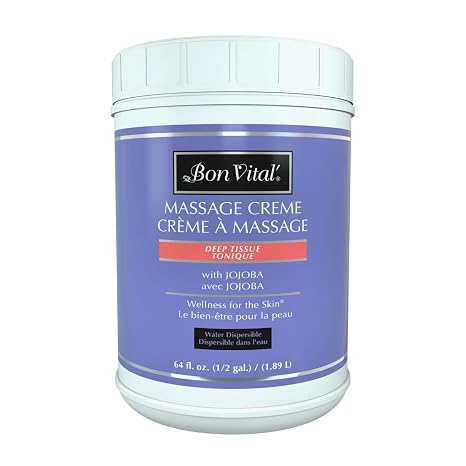Bon Vital' Deep Tissue Massage Creme, Muscle Relaxation, Sports Massages | Professional massage creme for massage therapy - a versatile cream medium with a smooth, workable glide.