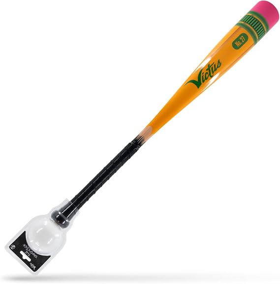 Victus Yardstick, Plastic Baseball Bat for Kids with Custom Plastic Ball, for Use on Turf or Grass, 2 5/8 Barrel and Soft Touch Grip, Lightweight Backyard Baseball Set, 27