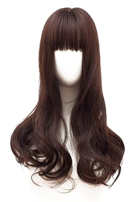 Long Wavy Synthetic Middle Part Clip in Hair Topper Mono Top Hairpiece with Air Bang for Women Dark Brown