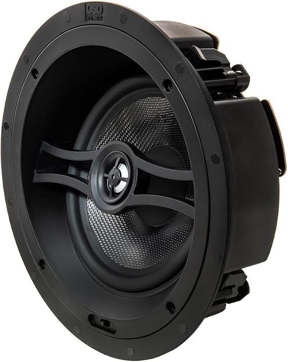 OSD Audio 8" Angled in-Ceiling Speaker Trimless Design with Pivoting Tweeter for 3D Audio & Immersive Home Theater Surround Sound, Single BK-R83A